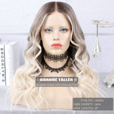 4 Wig Types Optional 3T Ombre Balayage light blonde human hair wigs for women